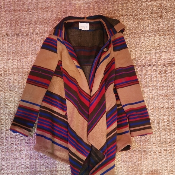 Brown and Red Jacket with Eye-Catching Chevron Design - Picture 1 of 4